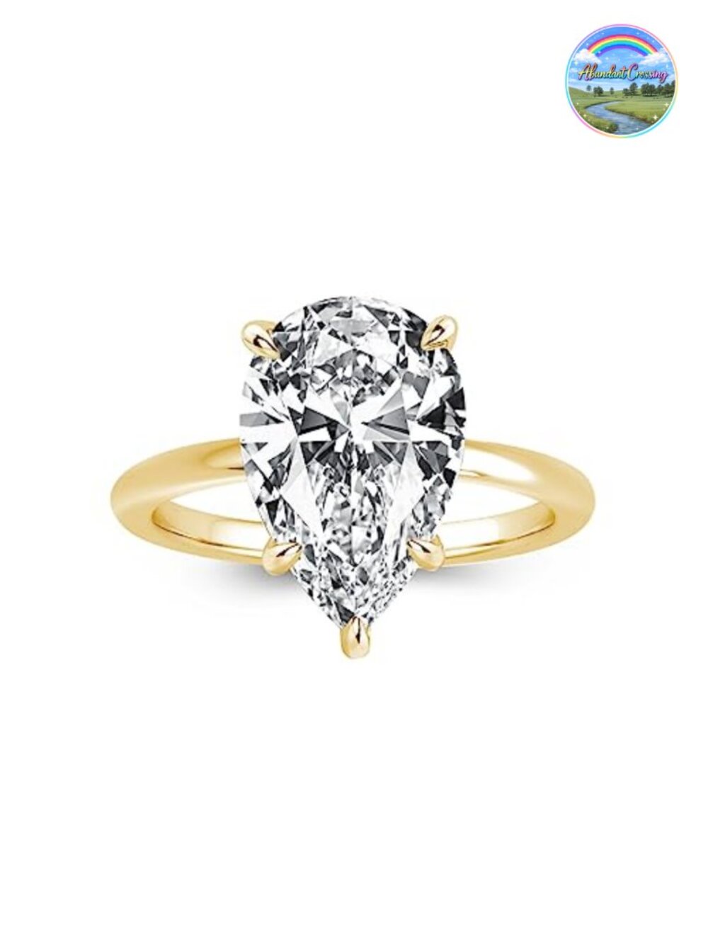 4ct Pear Shaped Engagement Ring, 925 Sterling Silver Gold Plated Solitaire